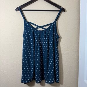 Torrid Women's Sz 00 (Fits Size 10) Cami Navy Blue Camisole White Design Print